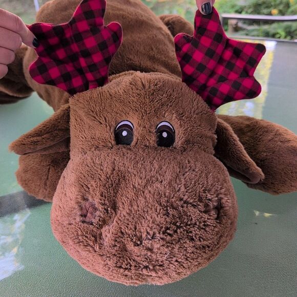 Christmas Reindeer 28 inch Plush Animal Holidays Gift, Brown With Plaid Antlers - Picture 2 of 8